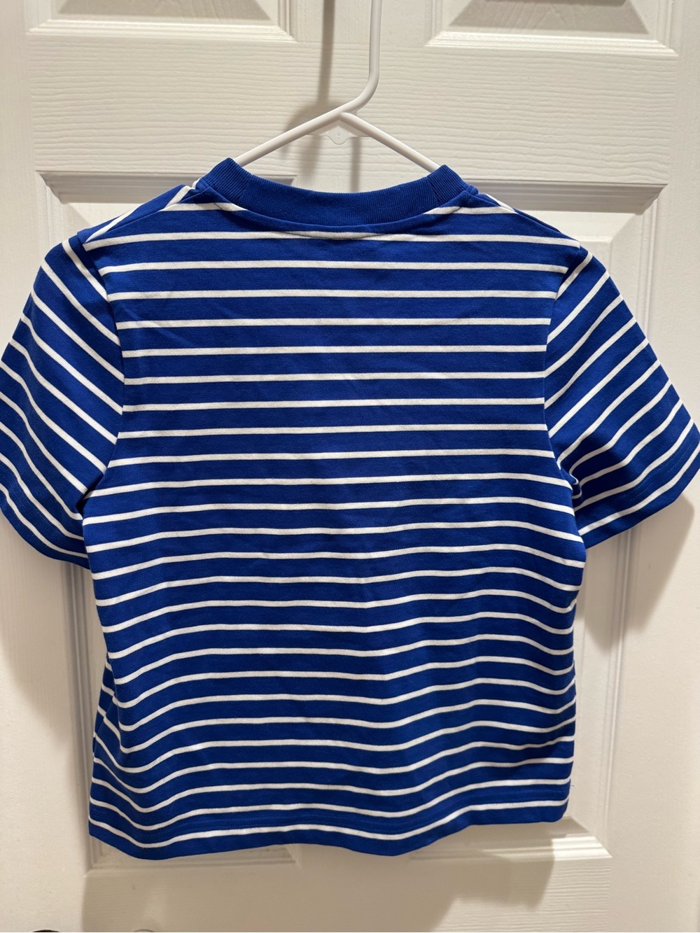 COS  Blue and White Striped Short-Sleeve Tee 100% cotton Nautical classic top - Picture 4 of 7